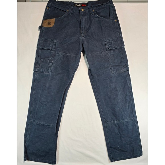 Wrangler Other - Wrangler Riggs Workwear‎ Mens Navy Blue Ripstop Cargo Pants 35x32 103W060NY